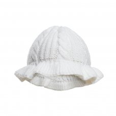 H708-W: White Cable Knit Bucket Hat (0-12M)